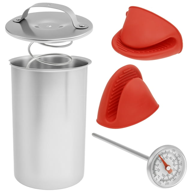 Wekvgz Ham Maker with ℉/℃ Cooking Thermometer and Silicone Kitchen Mittens Stainless Steel Meat Press Mold Reusable Deli Meat Press for Homemade Deli Meats Silver