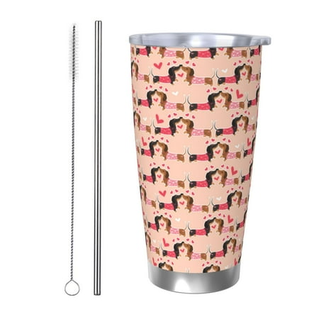 

Ocsxa Love dachshund dogs Pattern 20oz Travel Coffee Mug with Flip Lid Stainless Steel Insulated Insulated Coffee Mug Thermal Cup with Splash Proof Sliding Lid-Straw Two-piece Set