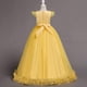 thumbnail image 3 of Vestido de Niña para Flores de Boda, Dama de Honor, Fiesta, Princesa, Comunión, Floral, Boho, Vintage, Encaje, Maxi para Niños, Amarillo, 5-6 Años, 3 of 5