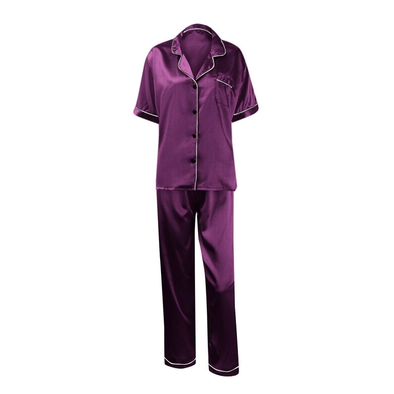 iOPQO Womens Pajamas,Silk Pajamas for Women Satin Silk Loungewear