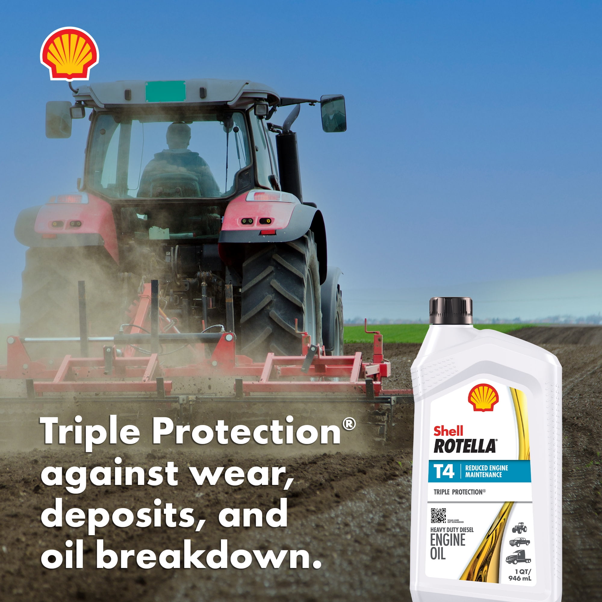 Shell Rotella T4 Triple Protection 15W-40 Diesel Engine Oil, 1 Quart