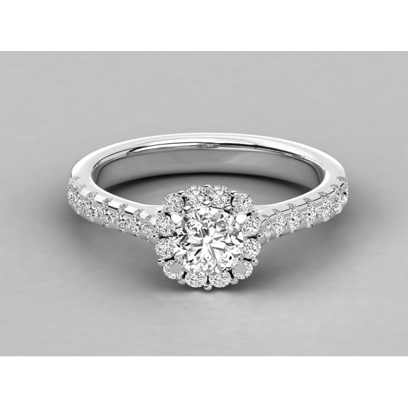 solitaire jewels 0.6CT Round Moissanite Halo Engagement Ring For Women, 925 Silver, D Color VVS Clarity
