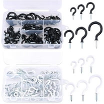 200Pcs 6 Sizes Black White Vinyl Coated Cup Hooks Screw-in Ceiling Hooks Screw Hooks Mug Hooks Hangers Assortment Kit for Home and Office Use