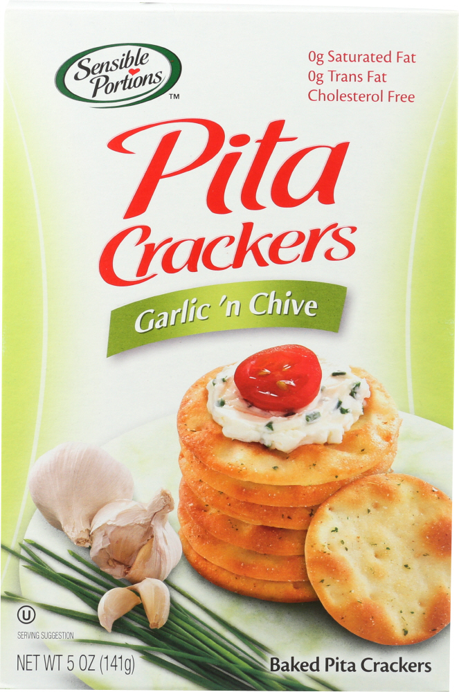 Pita Bites Naturally Baked Pita Crackers Garlic 'n Chive, 5 oz （Pack of
