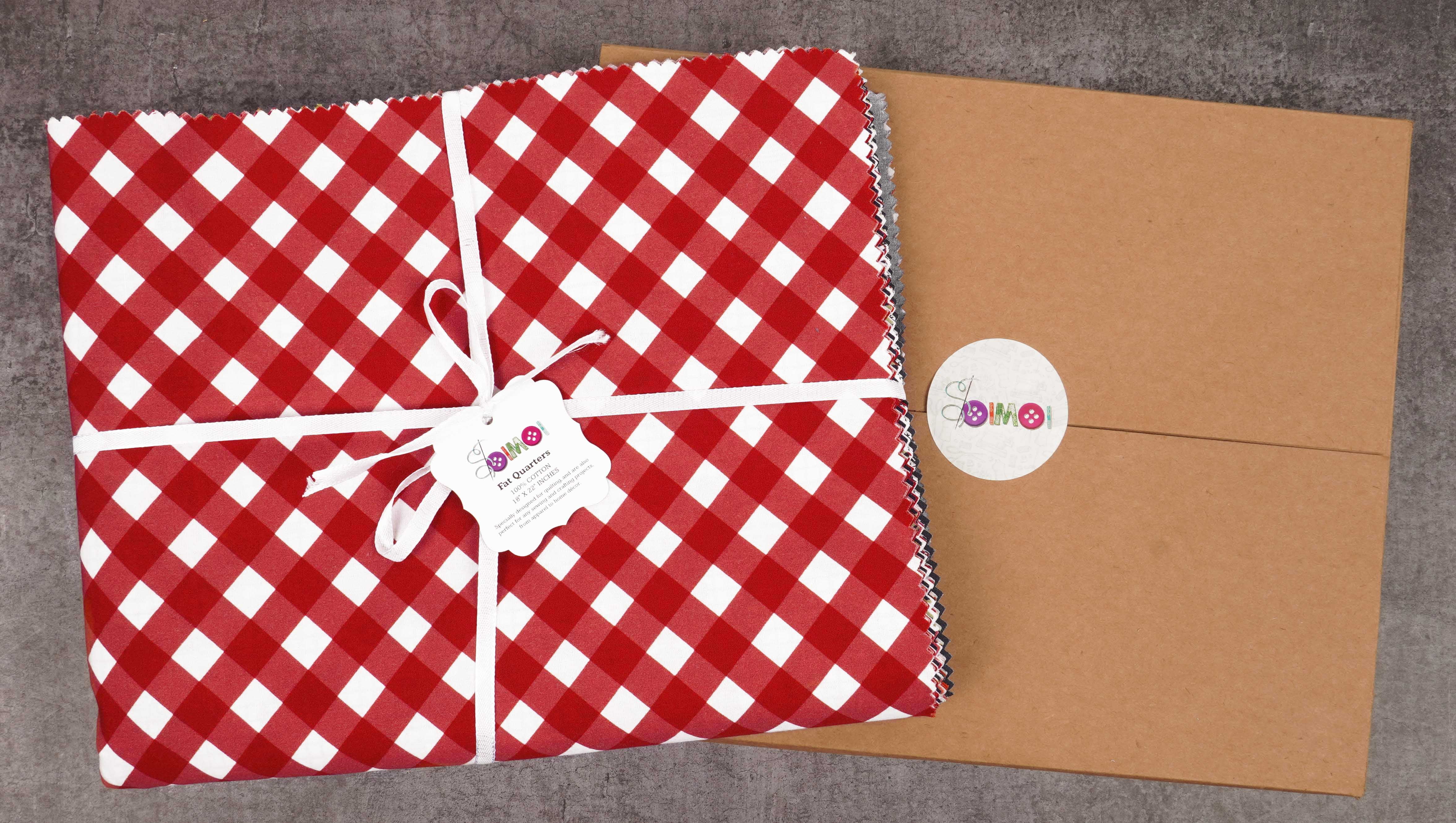 Soimoi 16 Pc Fat Quarter Bundle-Floral With GeometricsPrint 18"x 22"DIY Patchwork-100% CottonPre-Cut Quilting Fabric Red- Blue & White