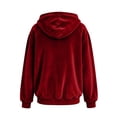 thumbnail image 5 of MDUKONU Womens Velvet Zip Up Hoodie Long Sleeve Oversized Hooded Sweatshirt Fleece Fall Velour Y2K Jackets With Pockets Size: XL Red, 5 of 5