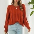 thumbnail image 2 of IROINNID Reduced Womens Sweater Round Neckline Pullover Sweater Solid Color Comfy Mid-Length Long Sleeve Hollowing Sweater Knitted Tops, 2 of 7