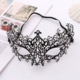 thumbnail image 3 of Máscara de mascarada con corte láser de metal para mujer, fiesta veneciana, media cara, máscara de diamante de metal negro, fiesta de bola de 17*12cm, 3 of 5
