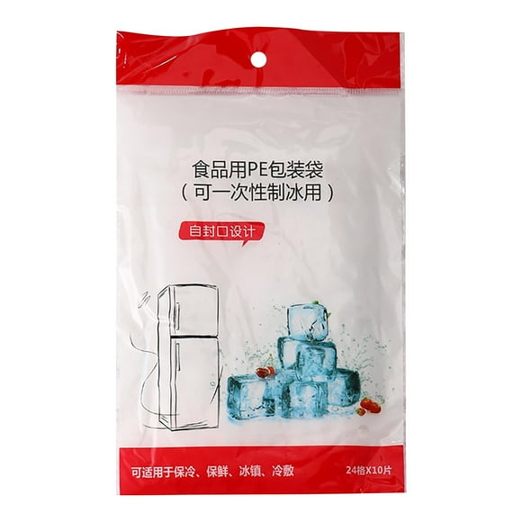 Birdeem Summer Self-Sealing Disposable Ice Bag Household Ice Up Cubes Molds Ice Grids Bag 24 Grids,1 Pack 10Pcs