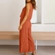 thumbnail image 5 of ICHUANYI Clearance2PC Fashion Woman Round Neck Solid Sleeveless Blouse +Loose Pockets Pants Sets(Red, L) ICHUANYI WER20232080500396, 5 of 8