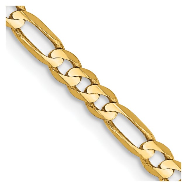Diamond2Deal Collier Chaîne Figaro Concave en Or Jaune 10K 3 mm pour Femmes 20 Pouces