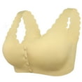 thumbnail image 2 of Gymayou Women Front Closure Tank Bra Sports Bra Wirefree Plus Size Seamless Comfort Bralette Padded Yoga Sleep Workout Bras Yellow 2XL, 2 of 4