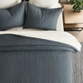 thumbnail image 4 of EVERGRACE Cross Stitch Pre-Washed Cotton Quilt Bedding Set King Size, Oversized 3 Pieces Lightweight Bedspread Coverlet for All Season, with 2 Matching Shams, Midnight Blue, 108"x96", 4 of 8