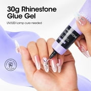 Gellen Nail Glue, 30g Super Strong Adhesive Gel Nail Rhinestone Glue for Nail Charms Gem 3D Nails Bling Gel for Nail Art Jewel Diamonds UV Cured