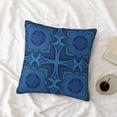thumbnail image 4 of LNWH Decorative Pillow Covers, Blue Floral Stylized Geometry Square Sofa Decorative Knit Pillow Case, 22"x22", 4 of 8