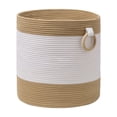 thumbnail image 3 of Cesta tejida para guardar ropa, juguetes, ropa de bebé, mascotas marrón y blanco, 3 of 9