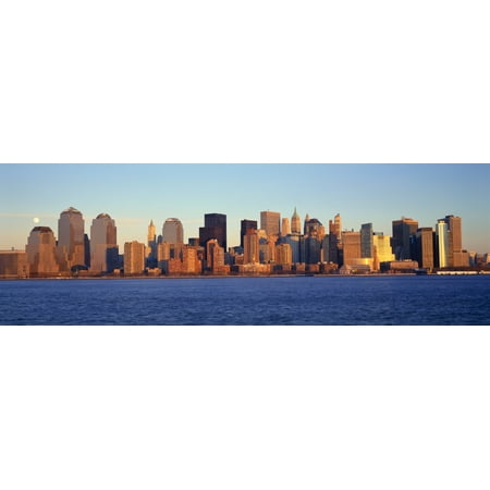 - Panoramic view of full moon rising over lower Manhattan skyline NY where World Trade Towers were located Canvas Art - Panoramic Images (36 x 12)