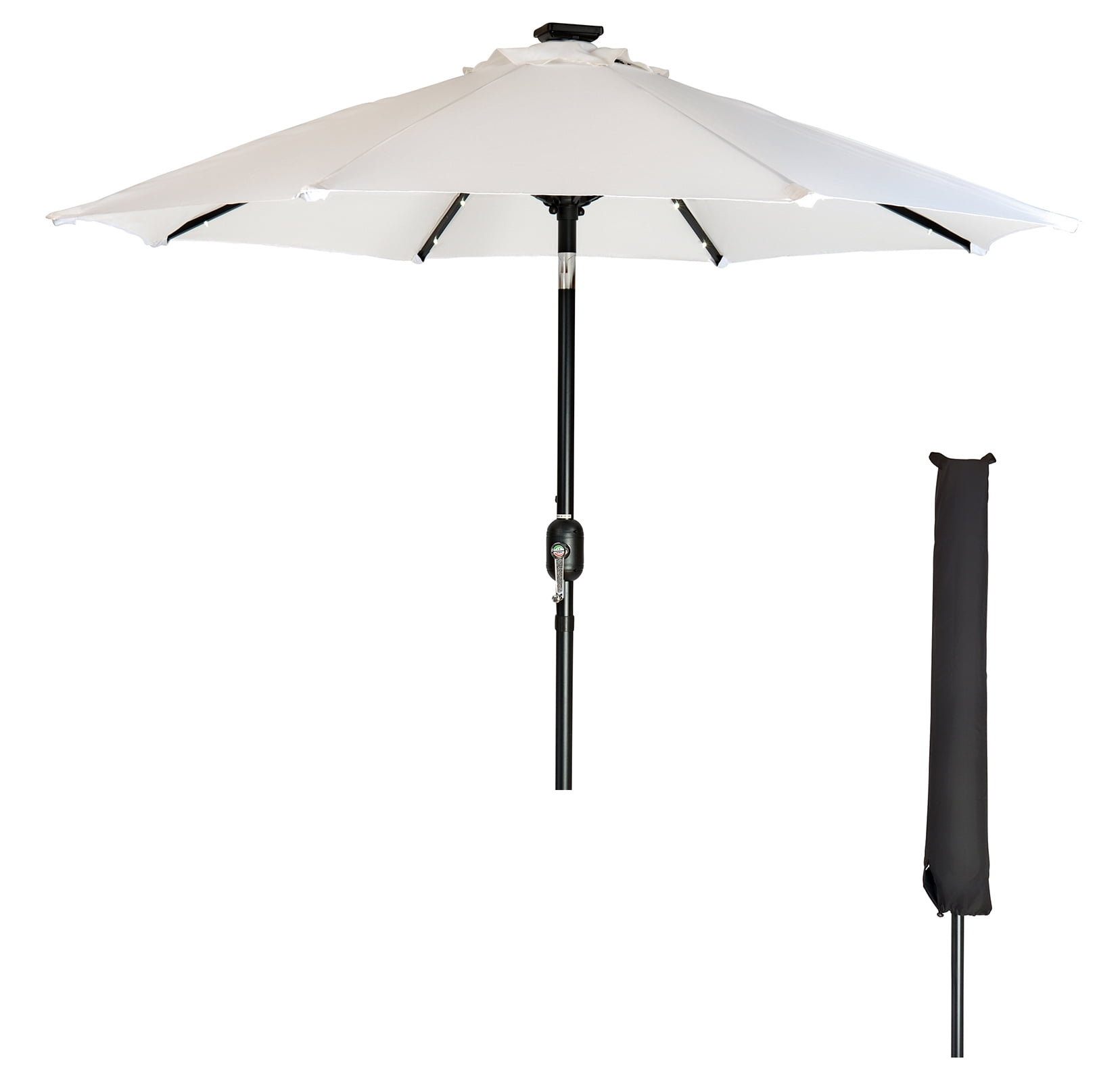 9 Solar Led Patio Umbrella With Black Umbrella Cover By Trademark Innovations White Walmart Com Walmart Com