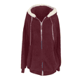 thumbnail image 3 of Sherpa Fuzzy jackets for women with hooded Long Sleeve Lightweight Faux Fur Coat Fashion Zipper Sweatshirt Winter Warm Outwear with Pockets, 3 of 4