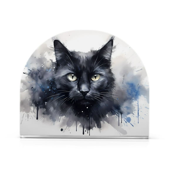 Black and Cat Napkin Holder for Table Clear Napkin Stand Paper Holder Acrylic Organizer Dispenser Napkins for Dinner Kitchen Restaurant Room