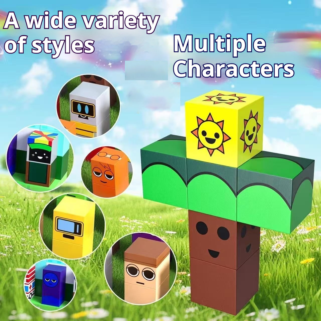 Music Box Magnetic Building Block Toy 2-in-1 Full Set with 40 Characters, 92 Pieces