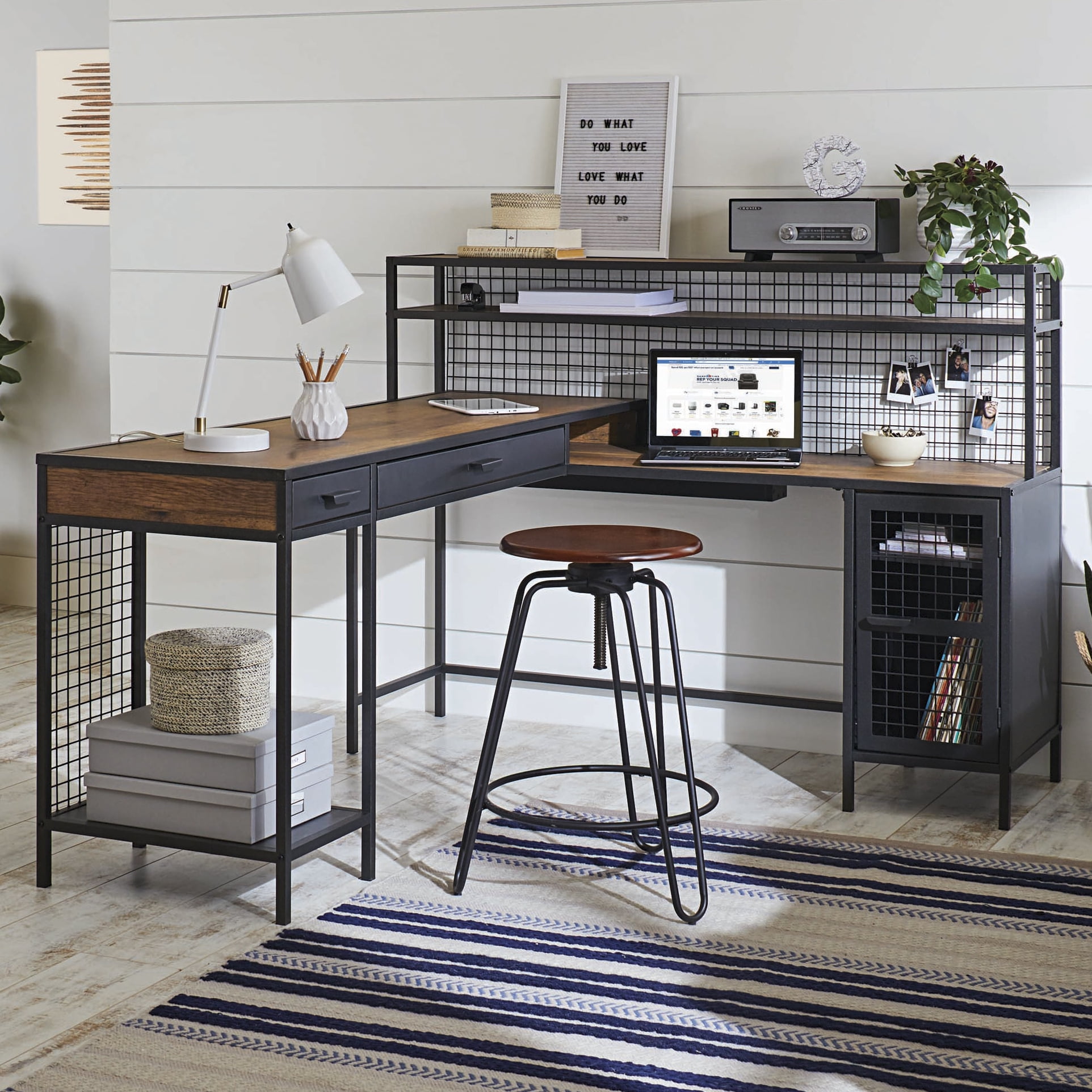 Better Homes Gardens Lindon Place L Shaped Desk With Cage
