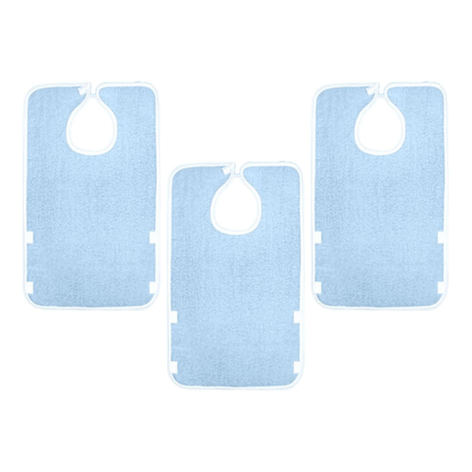 Wswqop 3 Pieces Adult Bibs for Eating Machine Washable Comfortable Creative Large Adult blue waterproof