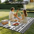 thumbnail image 4 of Black White Boho Outdoor Rug 3x5 Ft - Reversible Patio Rug Outdoor Camping Rugs, Vintage Abstract Art Ethnic Tribe Washable Indoor Outdoor Area Rugs, Non-Slip Outdoor Carpet Runner for Deck/Porch, 4 of 8