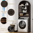 thumbnail image 4 of AHB Over Toilet Storage Cabinet with Doors and Shelves, Freestanding Bathroom Space Saver Organizer, 7.72"L x 23.7"W x 69.06"H, Coffee Color, 4 of 8