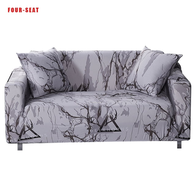 Wosthever Funda de sofá Universal elástica transpirable resistente al desgaste funda impresa 4 personas tipo 2 Decoración del hogar Gris jaspeado 4 personas