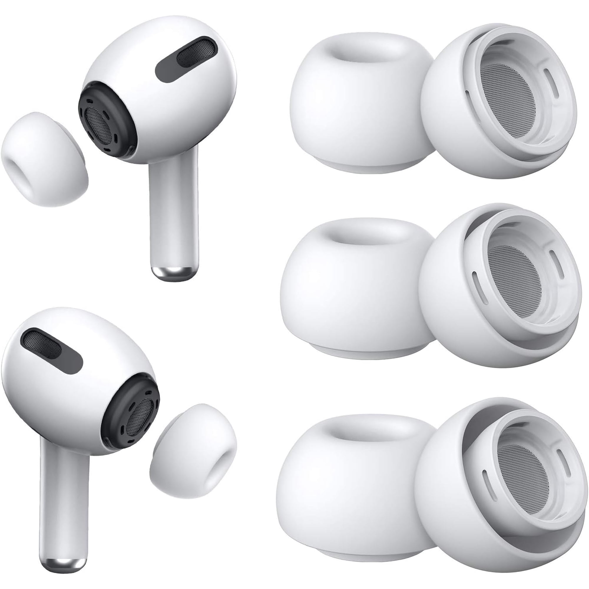 Maeline Earbud Tips Replacement Apple AirPods Pro, White, 3 Count