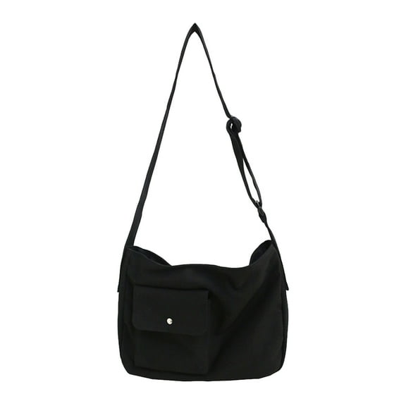 HEMOTON Canvas Tote Bag for Storage Use Black Large Capacity with Multiple Carrying Options 1Pc