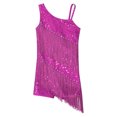 thumbnail image 4 of Mufeng Vêtements de Danse Latine Rumba pour Grandes Filles Concours de Tango Moderne Justaucorps Jazz à Franges Robe de Danse Rose Vif 16, 4 of 6