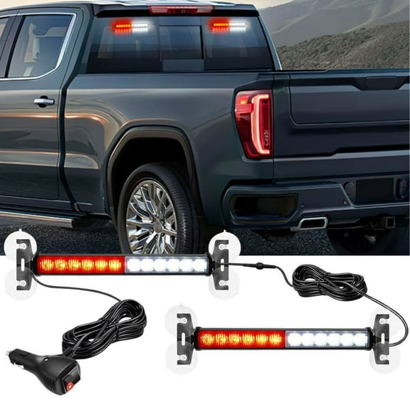 Nilight 24LED Emergency Strobe Traffic Advisor Light Bar 2 in 1 Red White Dash Warning Safety Flashing Lights Front/Rear Windshield Construction Lights for Trucks Cars