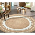 thumbnail image 2 of The Art Box Natural Jute Area Rug, 8 x 8 feet Hand Braided Round Rugs for Bedroom Kitchen Living Room, Jute Centre Table Carpet, Home Farmhouse Decor Rugs, Beige & White, 2 of 4