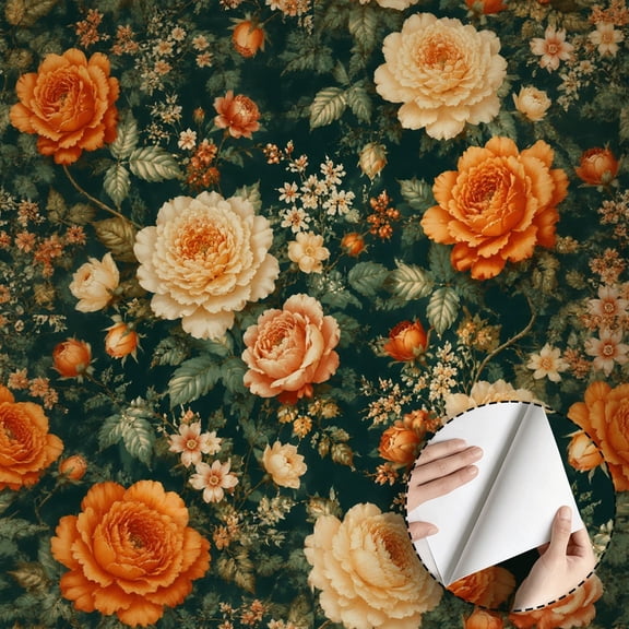 Vintage Floral Wallpaper Dark Botanical Garden Peel and Stick Waterproof Wall Decoration for Living Room Bedroom Kitchen Cabinet Rental Property Self Adhesive 17.7 * 78.5 in Home Decor