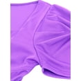 thumbnail image 6 of Qmyliery Women Short Puff Sleeve Tops, Summer V Neck Solid Color Zip Up Slim Fit T-Shirts,S/M/L/XL, 6 of 8