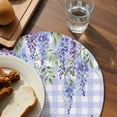 thumbnail image 3 of Purple Flowers Round 15 Inch Placemats Set of 4, Weeping Spring Floral Checkered Pastoral HeatResistant Non Slip Place Mats for Dining Table, Wipeable Braided Kitchen Table Mats for Housewarming, 3 of 9