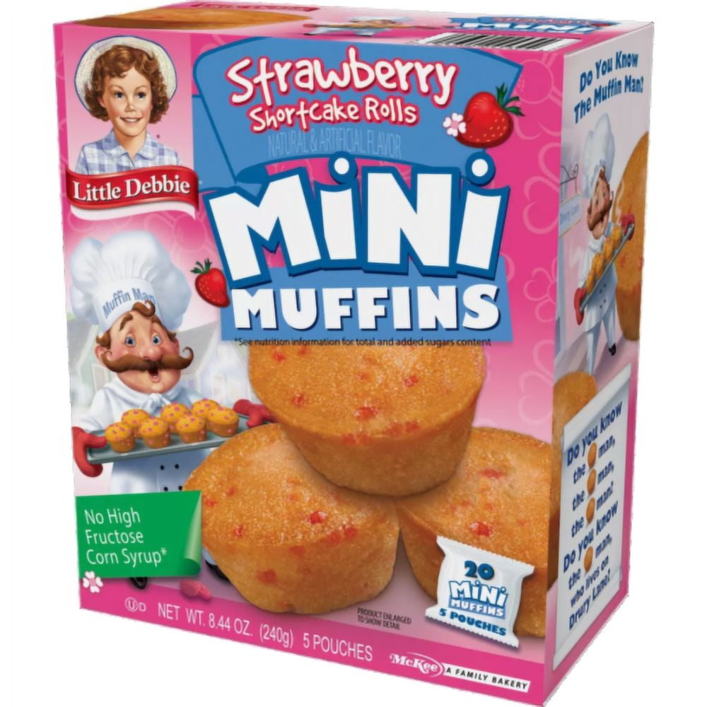 Little Debbie Strawberry Shortcake Rolls Mini Muffins, 4 Boxes, 20 Travel Pouch