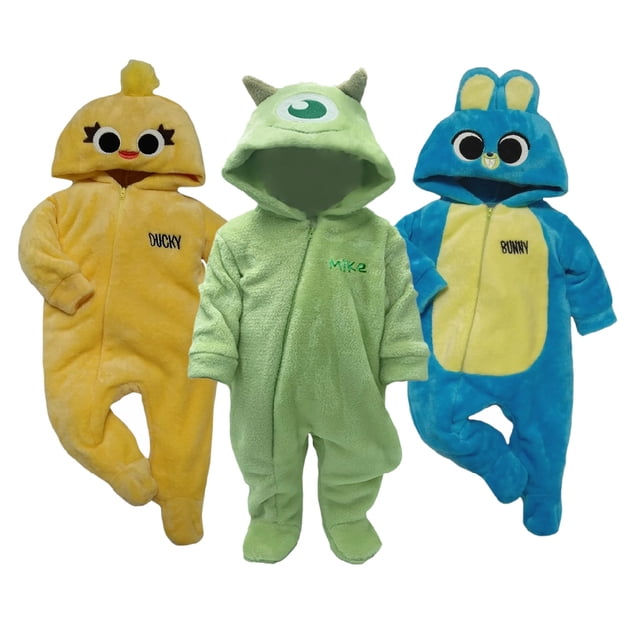 Kit 3 Mamelucos con Gorro Bordado Disney Ducky, Mike, Bunny Disney KitB366