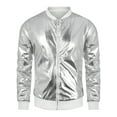 thumbnail image 5 of INSPIRE CHIC Shiny Varsity Jacket for Men's Metallic Baseball Bomber Jacket, 5 of 5
