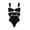 Black, variant on Women Swimwear, Color Block Bow Cutout One Piece Padded Swimsuit with Polka Dot Skirt Bathing Suit for Vacation