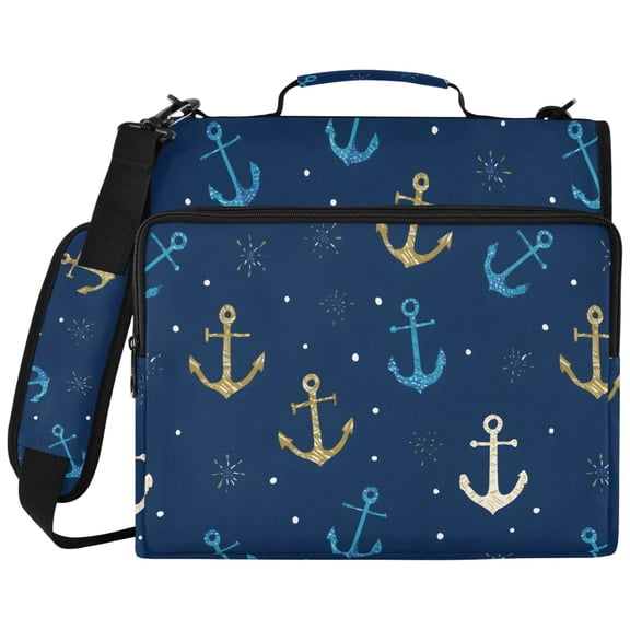 ALAZA Zipper Binder Ocean Anchors Pattern 2 inch 3 Ring 500 Sheet Capacity Trapper Keeper File Folder Organizer Bag