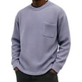 thumbnail image 4 of Nokdvo Long Sleeve Polo Shirts for Men Waffle Knit Crewneck Shirts with Pocket Textured Knit Sweatshirt Thermal Workout Relaxed Fit Fashion Winter Golf Pullover Sweater,Purple 3XL, 4 of 7
