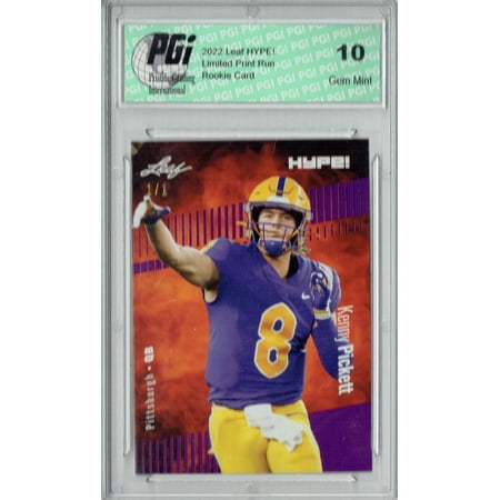Kenny Pickett Rookie Card Pittsburgh PGI 10 Gem Mint Football Trading Card 2022 Leaf Hype #79 Purple Blank Back #1/1