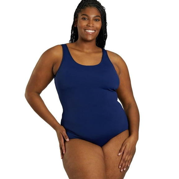 Sporti Plus Size HydroLast Chlorine Resistant One Piece, High Cut, Removable Cup (Women's Plus)