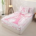 thumbnail image 2 of Catabedysis Ribbon ABC Print A Zipper Twin Comforter Sets with Fitted Sheet and 2 Pillowcases,Personalized Monogrammed Gifts Zipper Bedding Set For Girls,Pink Reversible,4-Piece, 2 of 7