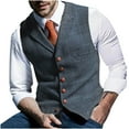 thumbnail image 2 of WXLWZYWL Men's Suit Vest Business Formal Dress Vest Slim Fit Plaid Waistcoat with Pocket for Tuxedo or Suit Wedding, 2 of 3