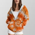thumbnail image 4 of Kaprioy Hoodies For Women Tie Dye Zip Zipper Up Pocket Drawstring Ladies Pullover Fall Fashion Hooded Sweatshirts Casual Tops For Women Orange, XS, 4 of 6