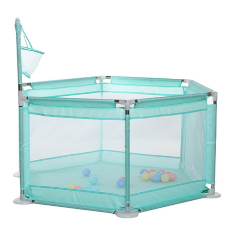 Portable Baby Playpen 6-Panel Play Yard Interactive Baby Playinghouse Kids Safety Fence Ocean Ball Pit Pool for Baby Indoors Outdoors Playing, Red/Maca Blue/Navy Blue/Pink